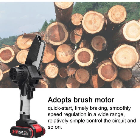 LIFCAUSAL 21 V 4 Zoll Tragbare Elektrische Astsäge Kleiner Holzspaltkettensägen-Bürstenmotor Einhand-Holzbearbeitungswerkzeug Für Gartenobstgärten Schwarze Und Graue Modelle Mit Zwei Batterien Und Einer Ladung 5 LIFCAUSAL 21 V 4 Zoll Tragbare Elektrische Astsäge Kleiner Holzspaltkettensägen-Bürstenmotor Einhand-Holzbearbeitungswerkzeug Für Gartenobstgärten Schwarze Und Graue Modelle Mit Zwei Batterien Und Einer Ladung – Bild 5
