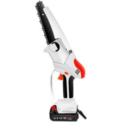 LIFCAUSAL Tragbare Elektrische Kettensäge, Tragbar, Bürstenlos, Einhand-Holzbearbeitungssäge, Wiederaufladbarer, Kabelloser Mini-Holzschneider Für Gartenarbeit, Beschneiden, Trimmen, Weiß