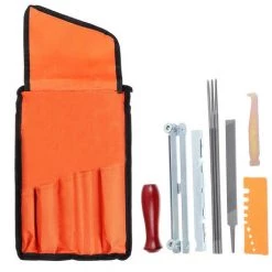LIFCAUSAL 10 PCS Chainsaw Sharpener File Kit Handwerkzeug Zum Schärfen Von Elektrischen Kettensägen Enthält 5/32 3/16 7/32 Zoll Rundfeile, Flachfeile, Holzgriff, Feilführung, Tiefenmesser, Schnellprüflehre, Stange