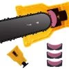 LIFCAUSAL Kettensägen-Schärfer Universal-Kettensägen-Schärfer Schneller Schärfstein-Schleifwerkzeuge Stangenmontierter Kettensägen-Schärfer Passend Für 14 16 18 20 Zoll Zwei-Loch-Kettensägenstange Mit Insgesamt 4 Whetston