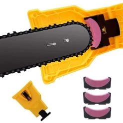 LIFCAUSAL Kettensägen-Schärfer Universal-Kettensägen-Schärfer Schneller Schärfstein-Schleifwerkzeuge Stangenmontierter Kettensägen-Schärfer Passend Für 14 16 18 20 Zoll Zwei-Loch-Kettensägenstange Mit Insgesamt 4 Whetston