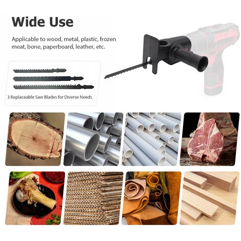 LIFCAUSAL Adapter Für Elektrische Bohrmaschine Auf Säbelsäge Mit 3 Austauschbaren Sägeblättern Bohrmaschine Modifiziertes Werkzeug Elektrische Säge Konverter Für Holz Metall Kunststoff Knochen Leder 2 LIFCAUSAL Adapter Für Elektrische Bohrmaschine Auf Säbelsäge Mit 3 Austauschbaren Sägeblättern Bohrmaschine Modifiziertes Werkzeug Elektrische Säge Konverter Für Holz Metall Kunststoff Knochen Leder – Bild 2