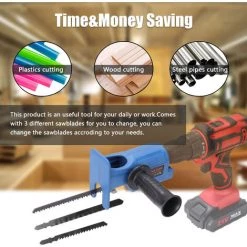 LIFCAUSAL Elektrische Bohrmaschine, Modifizierte Elektrische Sägen, Elektrische Säbelsägen Für Den Haushalt, Säbelsägen, Bohrmaschine Zu Stichsägen, Umbauzubehör-Set, Holzbearbeitungs-Schneidwerkzeug Mit 3 Sägeblättern -Kettensägen & Zubehör Shop 68340176 3