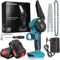 FANTABLAU 6-Zoll Elektrische Mini-Kettensägen Kabelloser Baum-Handbeschneidungs Garten Akku Holzschneider Mit 2 Batterien