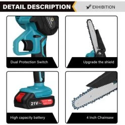 FANTABLAU 6-Zoll Elektrische Mini-Kettensägen Kabelloser Baum-Handbeschneidungs Garten Akku Holzschneider Mit 2 Batterien -Kettensägen & Zubehör Shop 69109428 3