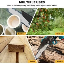FANTABLAU 6-Zoll Elektrische Mini-Kettensägen Kabelloser Baum-Handbeschneidungs Garten Akku Holzschneider Mit 2 Batterien -Kettensägen & Zubehör Shop 69109428 5