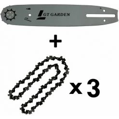 GT GARDEN 10 Zoll (26 Cm) Schwert Mit 3 Ketten 3/8 - 1,3 - 40 Treibglieder Für Kettensäge 25 Cm3
